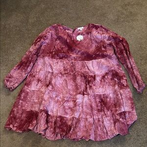 ODDY Women's Burgundy and Pink Blouse
